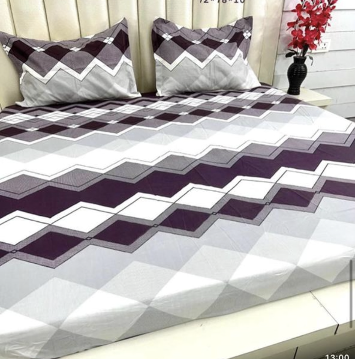 Cotton mix fitted elastic bedsheet - with pillow covers |