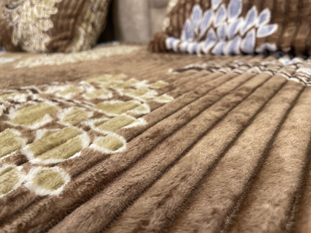 Premium Winter Elastic Fitted Bedsheet with Pillow Covers – Brown Floral | Fabrics by MS