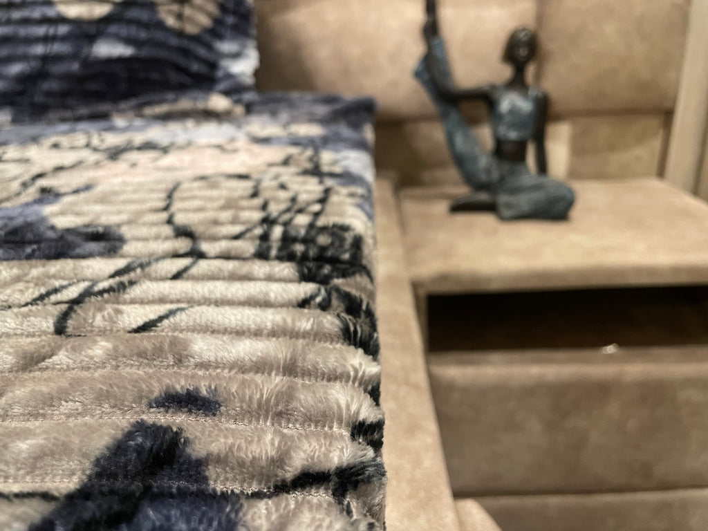 Premium Winter Elastic Fitted Bedsheet with Pillow Covers – Navy Blue Floral | Fabrics by MS