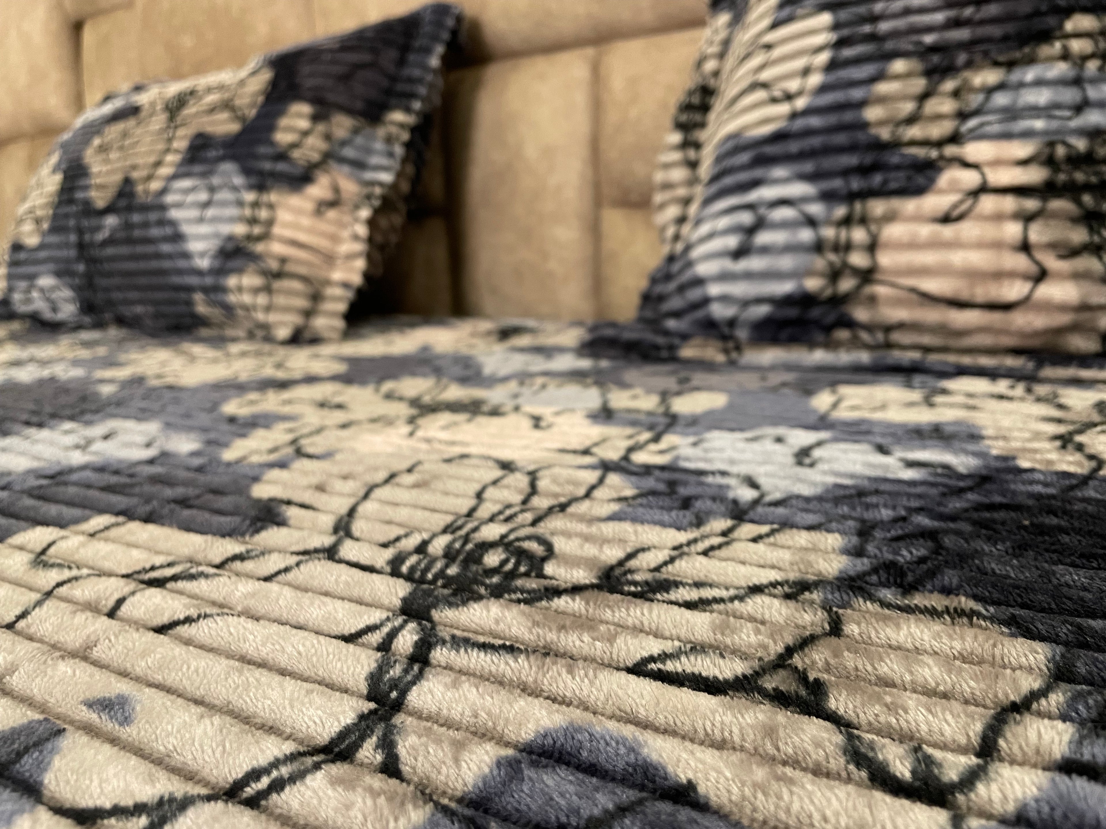 Premium Winter Elastic Fitted Bedsheet with Pillow Covers – Navy Blue Floral | Fabrics by MS