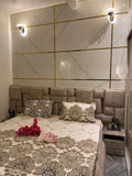 White brown cotton fitted bedsheet