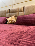 Maroon Premium Velvet Ribbed Elastic Fitted Bedsheet Set