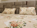 Royal Vintage Floral Elastic Fitted Bedsheet with Pillow Covers – Premium Cotton Mix