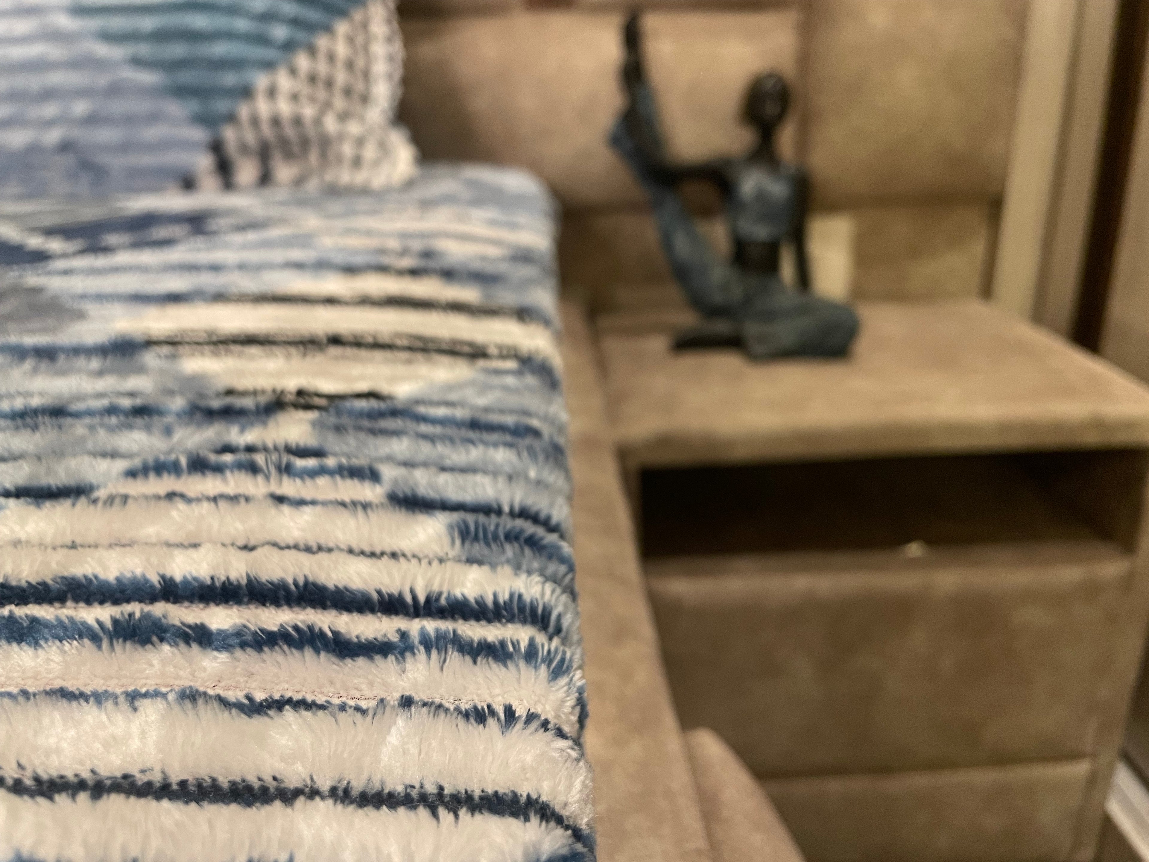 Premium Winter Elastic Fitted Bedsheet with Pillow Covers – Blue Geometric | Fabrics by MS