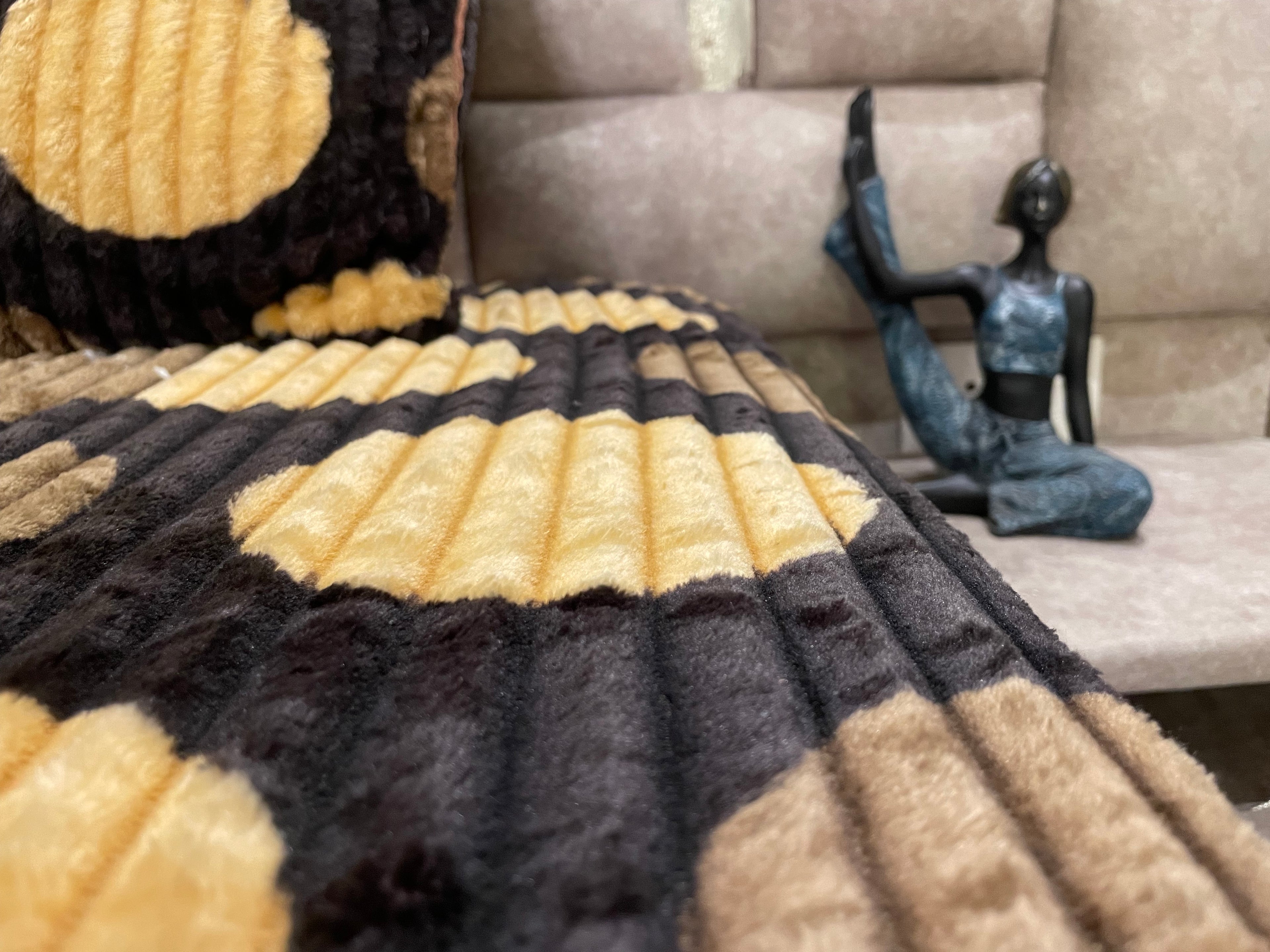 Premium Winter Elastic Fitted Bedsheet with Pillow Covers – Brown & Beige Geometric | Fabrics by MS