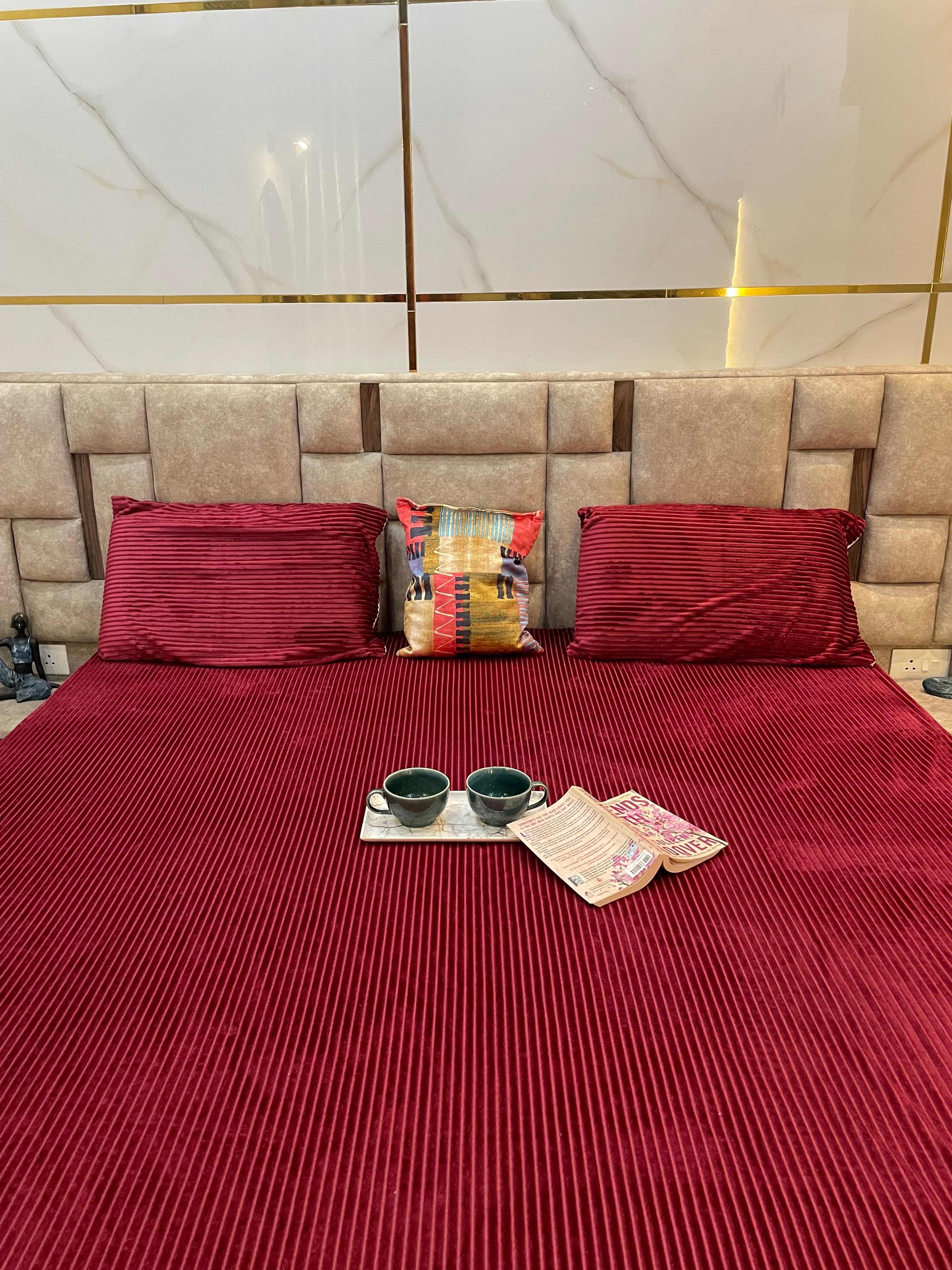 Red solid warm fitted bedsheet